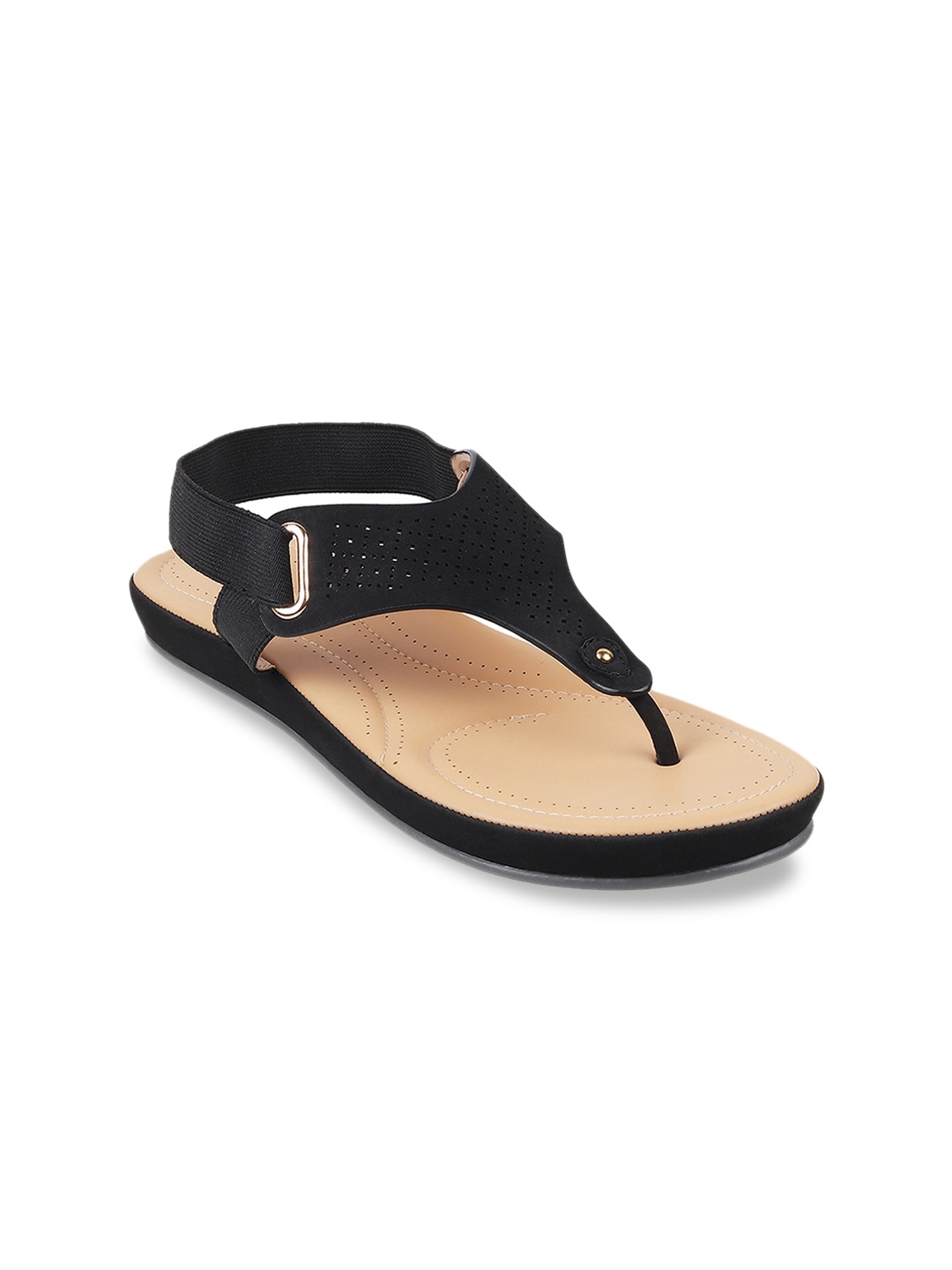 

Metro Women Open Toe T-Strap Flats, Black