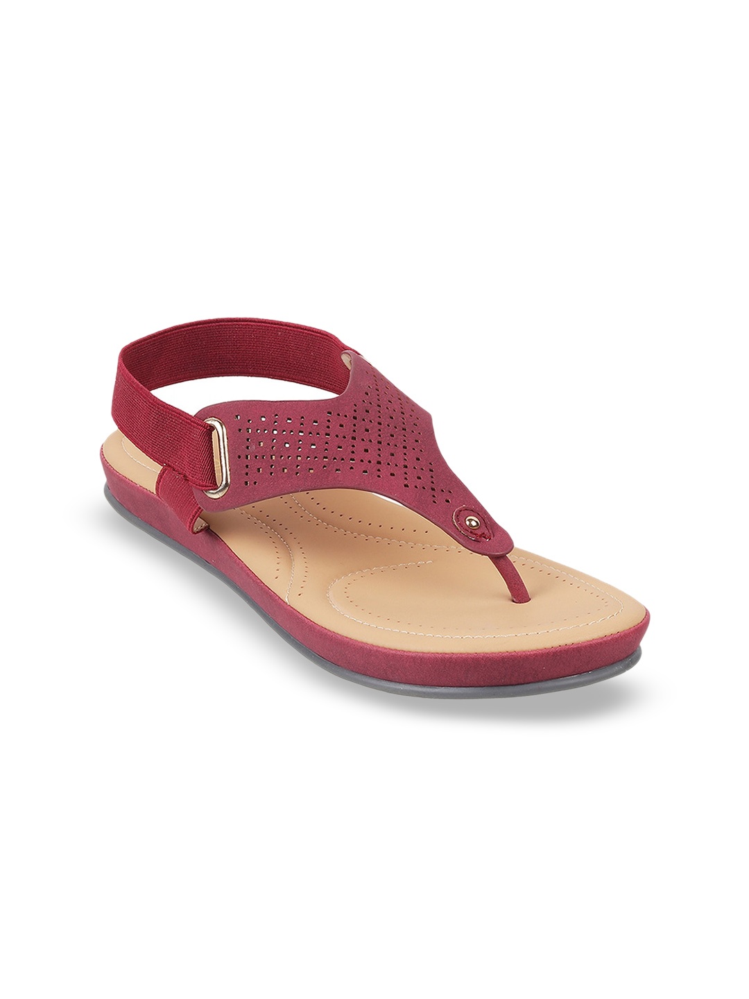 

Metro Women Open Toe T-Strap Flats, Maroon
