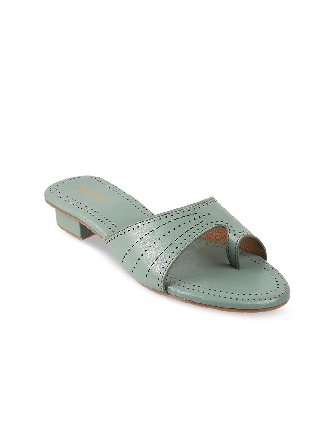 

Metro Women Block Heels With Laser Cuts, Green