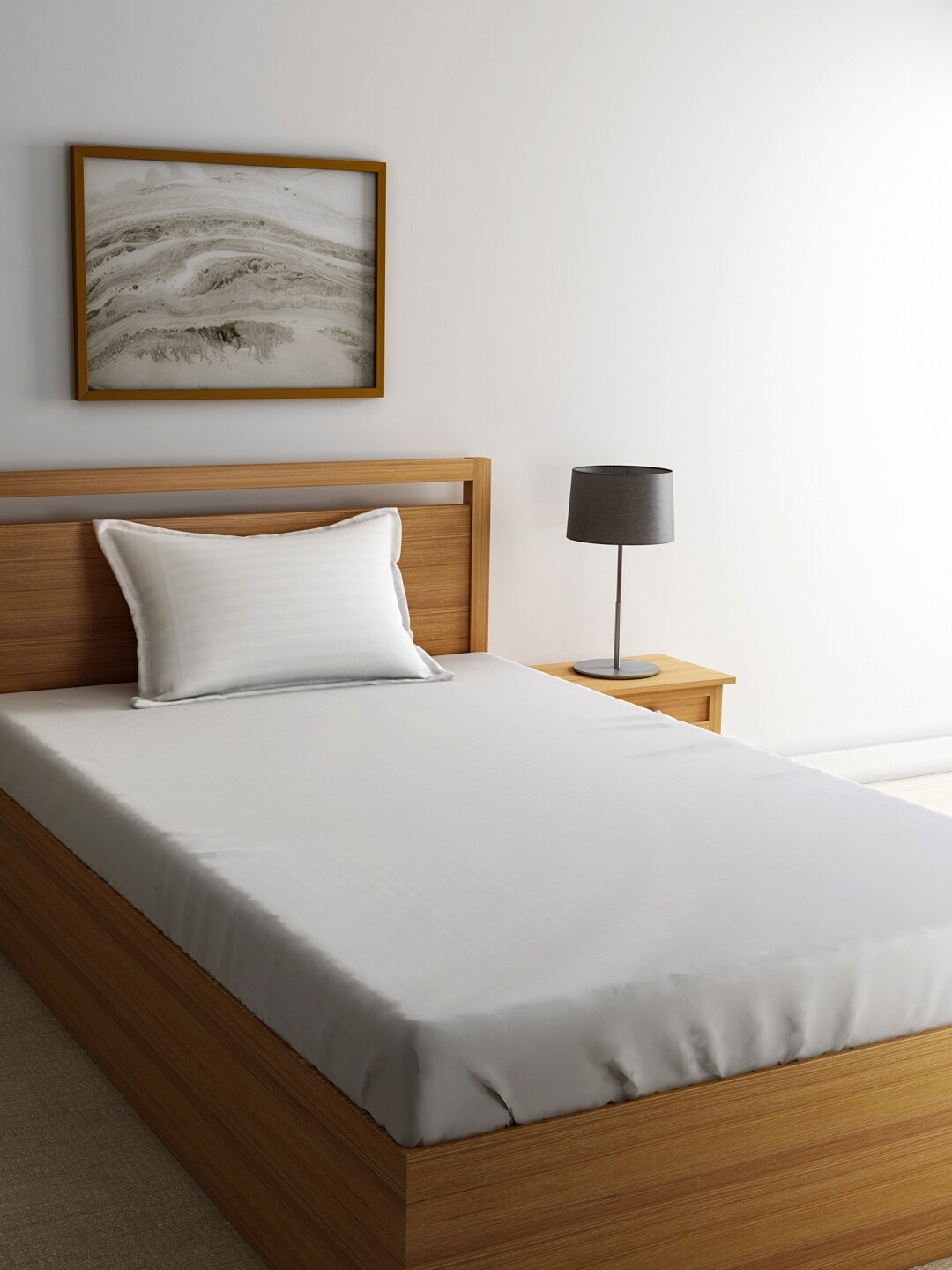 

Dreamscape Off-white Striped Cotton Single Bedsheet with 1 Pillow Cover