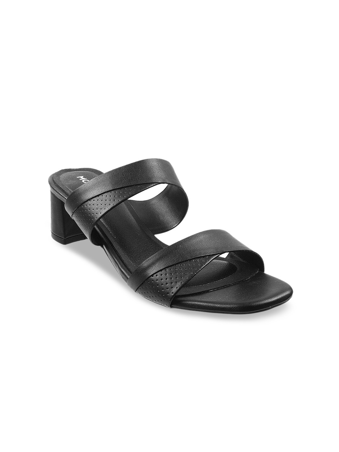 

Mochi Textured Open Toe Block Heels, Black