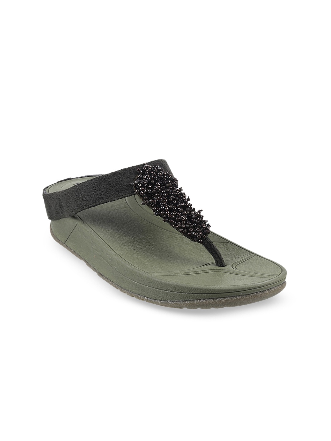 

Mochi Embellished Comfort Heels, Olive