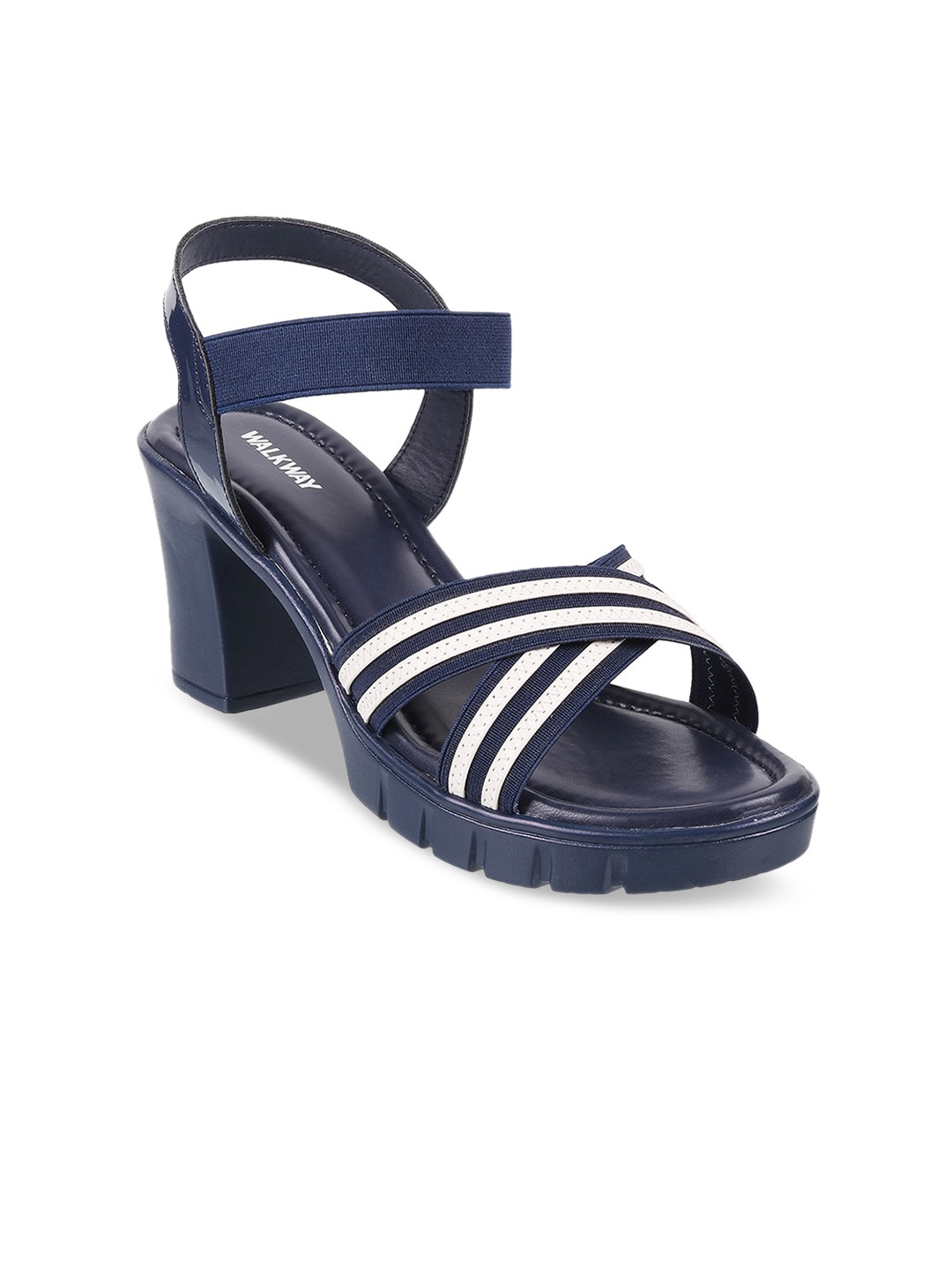 

WALKWAY by Metro Striped Block Heels, Navy blue