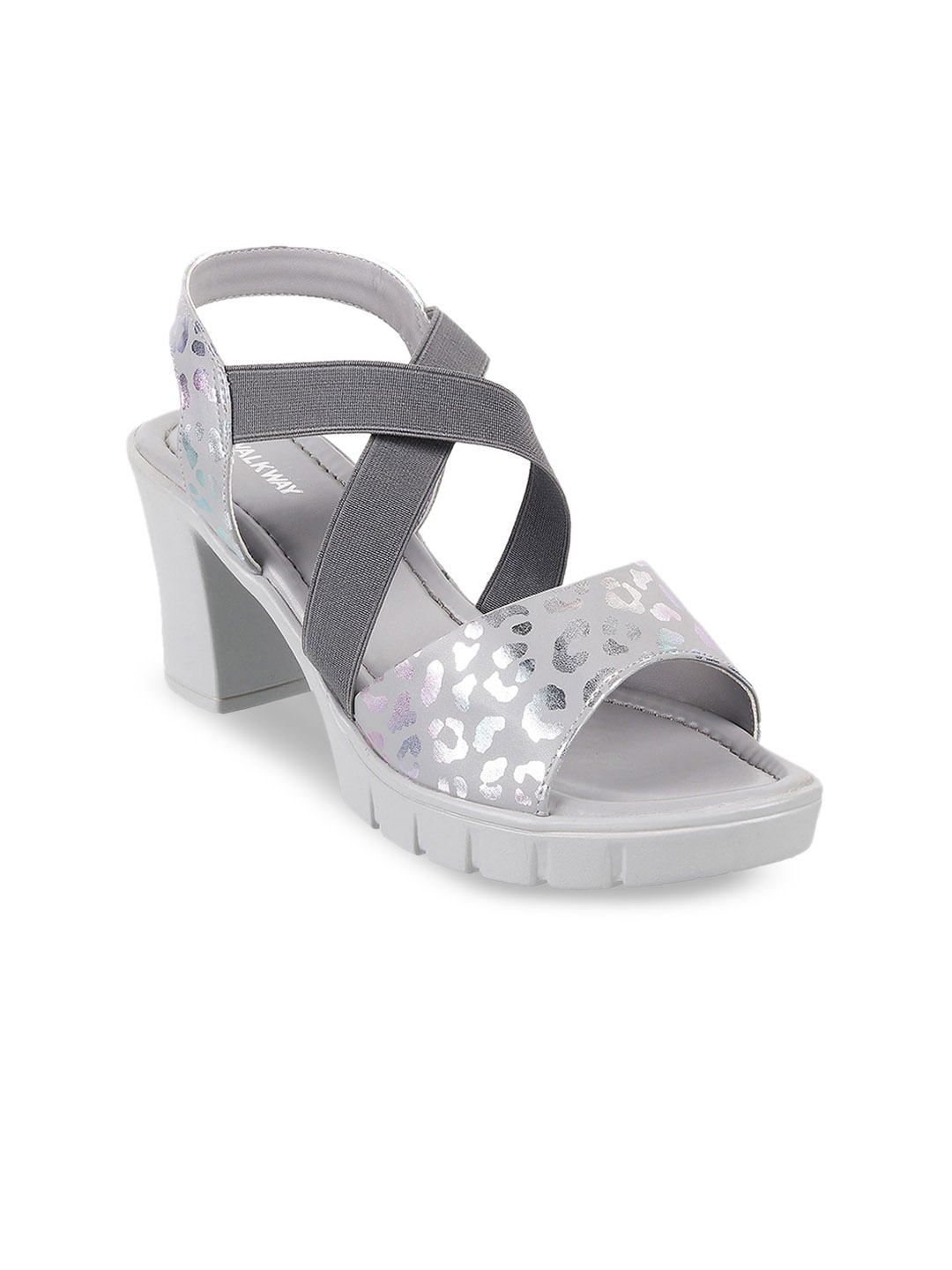 

WALKWAY by Metro Printed Cross Strap Block Heels, Grey