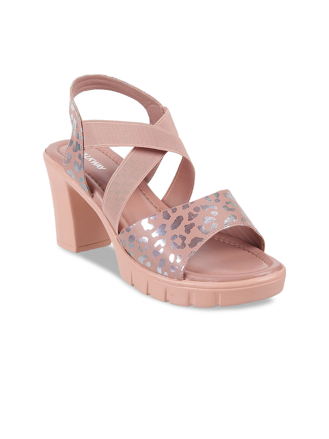 

WALKWAY by Metro Printed Block Heels, Peach