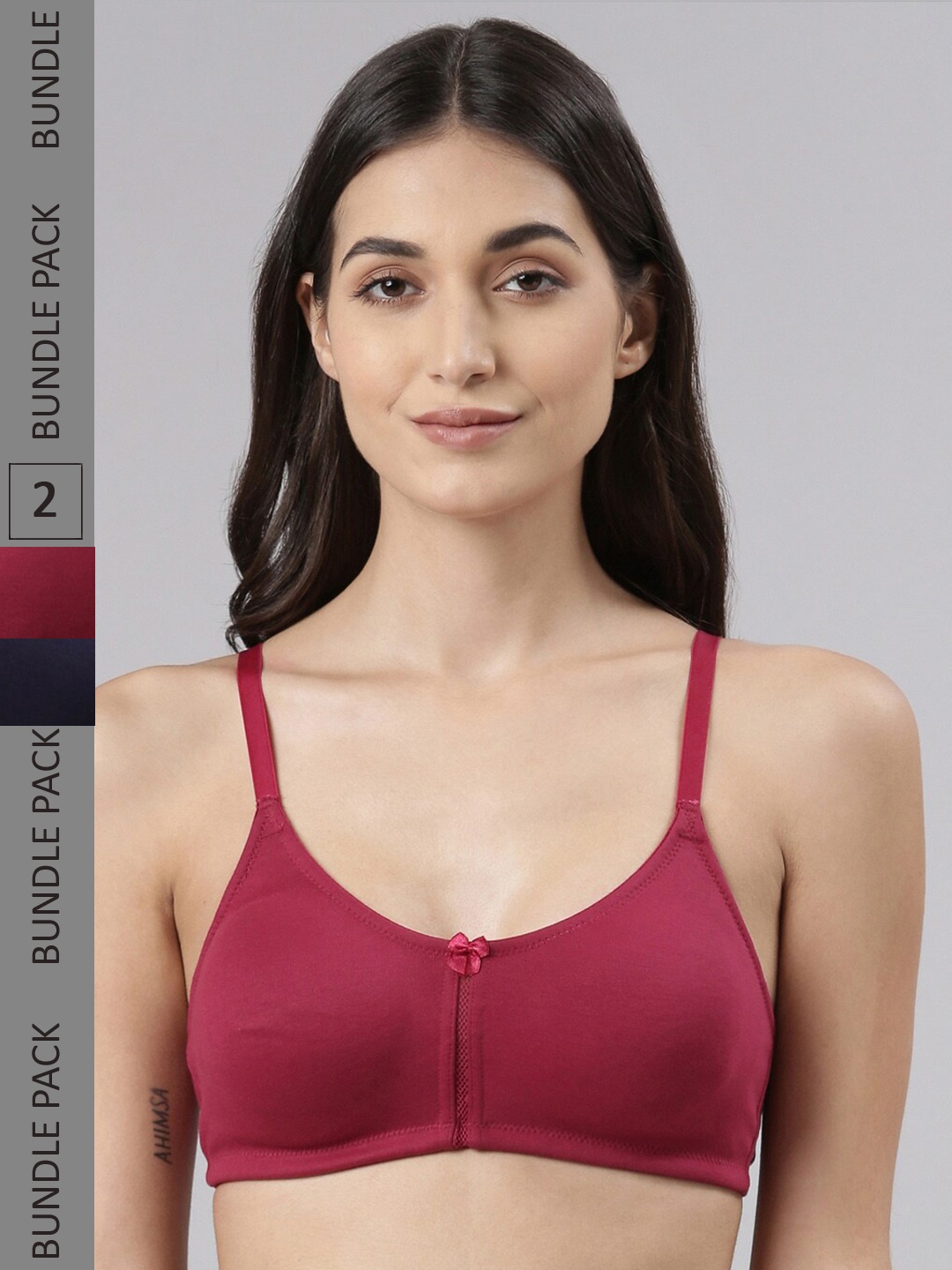 

Dollar Missy Pack of 2 Cotton Wire-Free Full Coverage Bra, Maroon