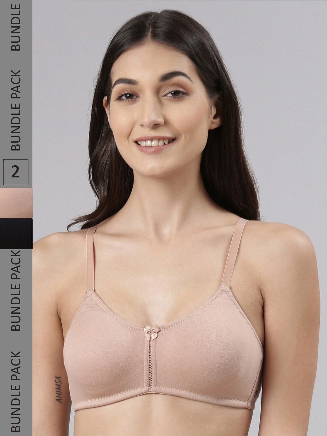 

Dollar Missy Pack of 2 Non Padded Non Wired Bra, Black