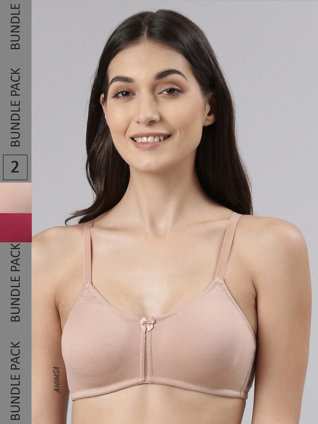 

Dollar Missy Pack of 2 Cotton Wire-Free Full Coverage Bra, Beige