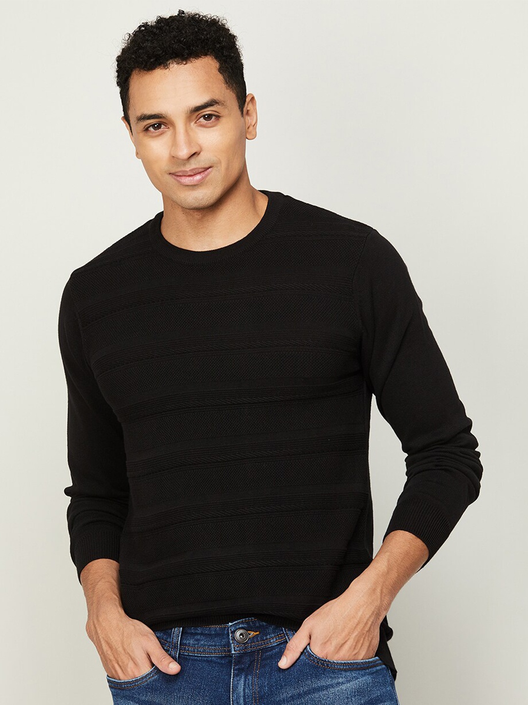 

Fame Forever by Lifestyle Men Ribbed Pullover Cotton Sweater, Black