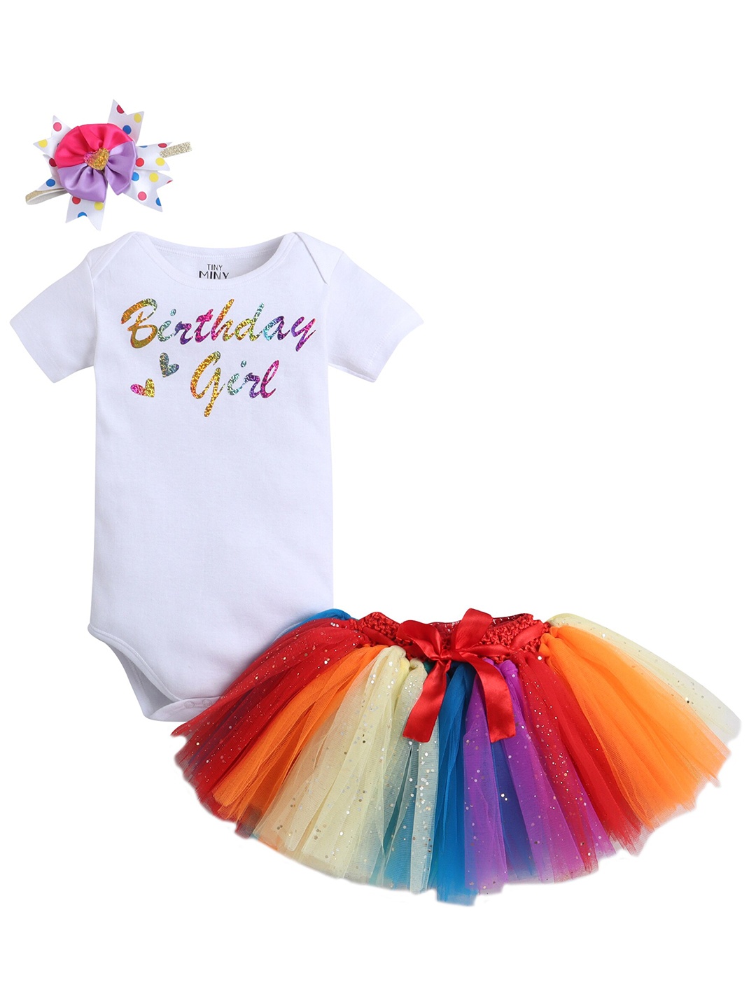 

TINY MINY ME Girls Embellished Top with Skirt, White