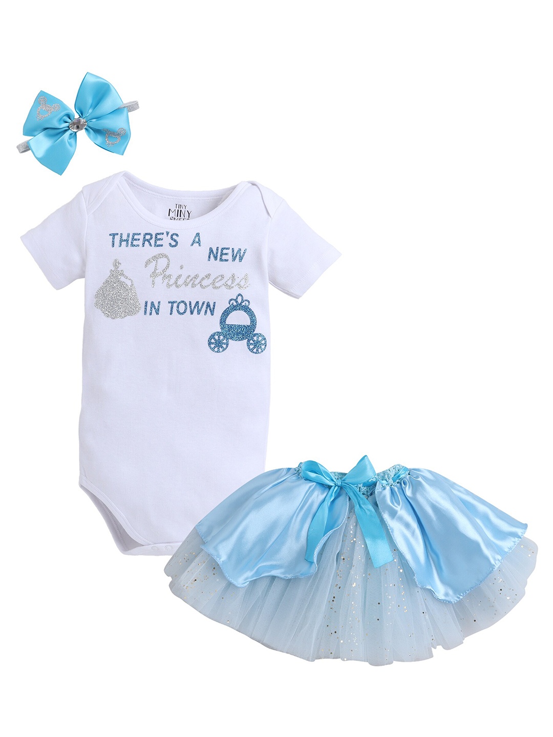 

TINY MINY ME Girls Embellished Top with Skirt, Blue