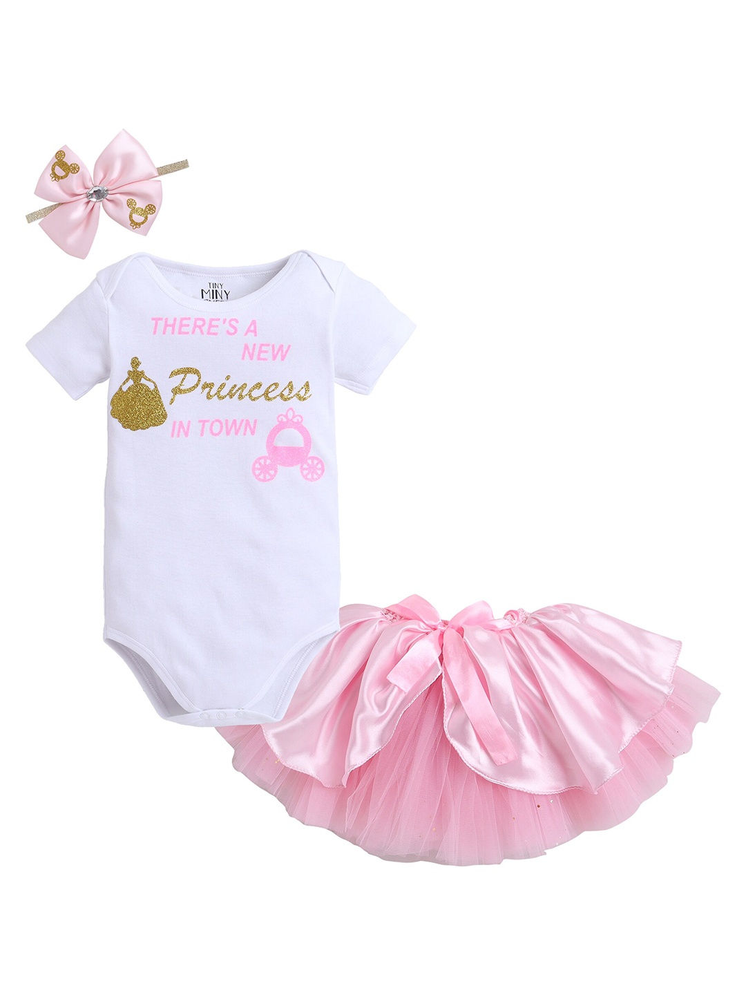 

TINY MINY ME Girls Embellished Top with Skirt, Pink
