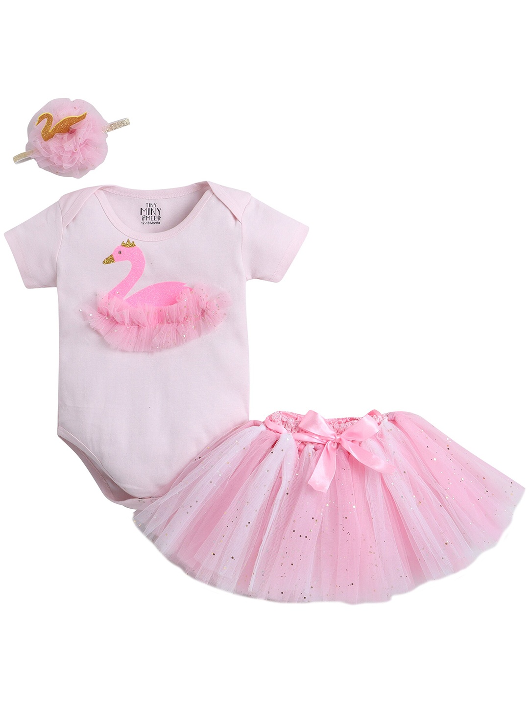 

TINY MINY ME Girls Embellished Top with Skirt, Pink