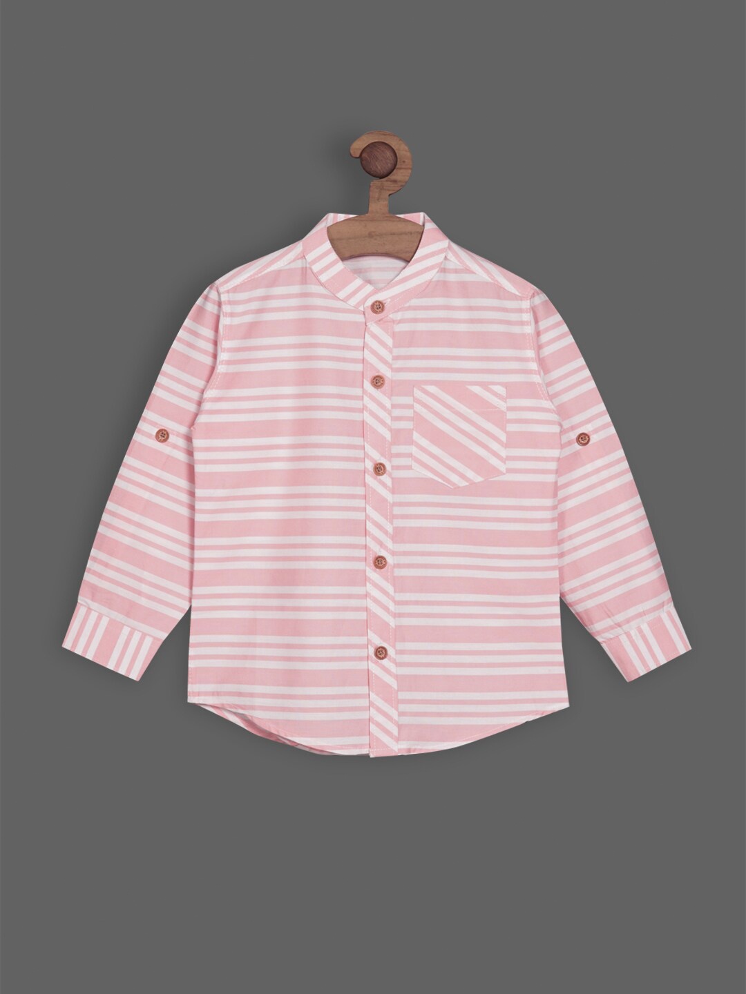 

RIKIDOOS Boys Contemporary Striped Casual Cotton Shirt, Peach