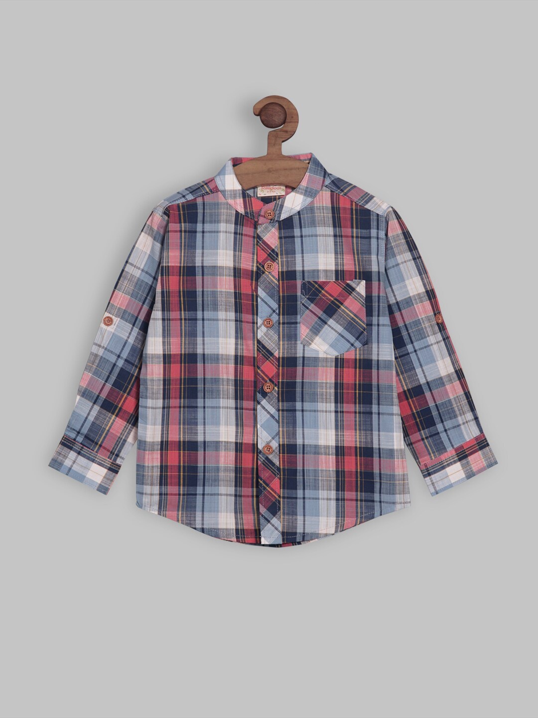 

RIKIDOOS Boys Contemporary Tartan Checked Casual Cotton Shirt, Blue