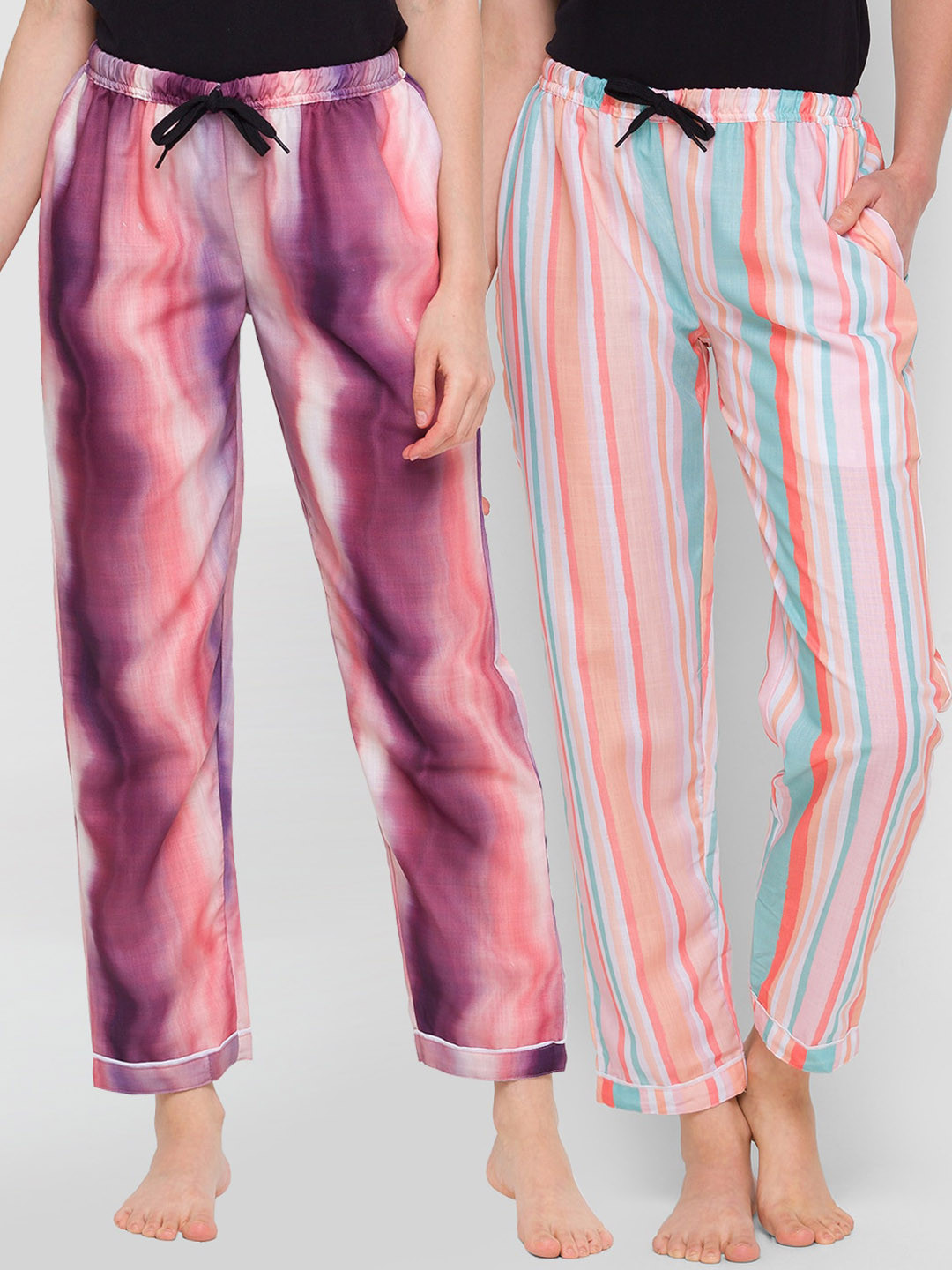 

FashionRack Women Pack of 2 Printed Cotton Lounge Pants, Purple