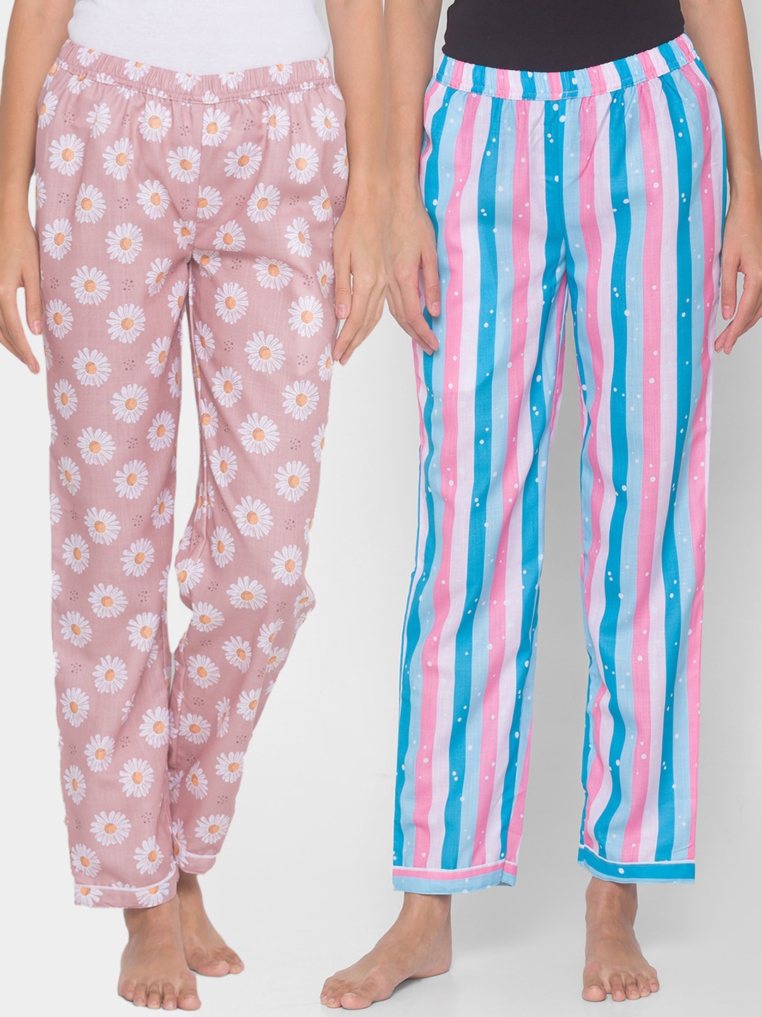 

FashionRack Women Pack of 2 Printed Cotton Lounge Pants, Pink