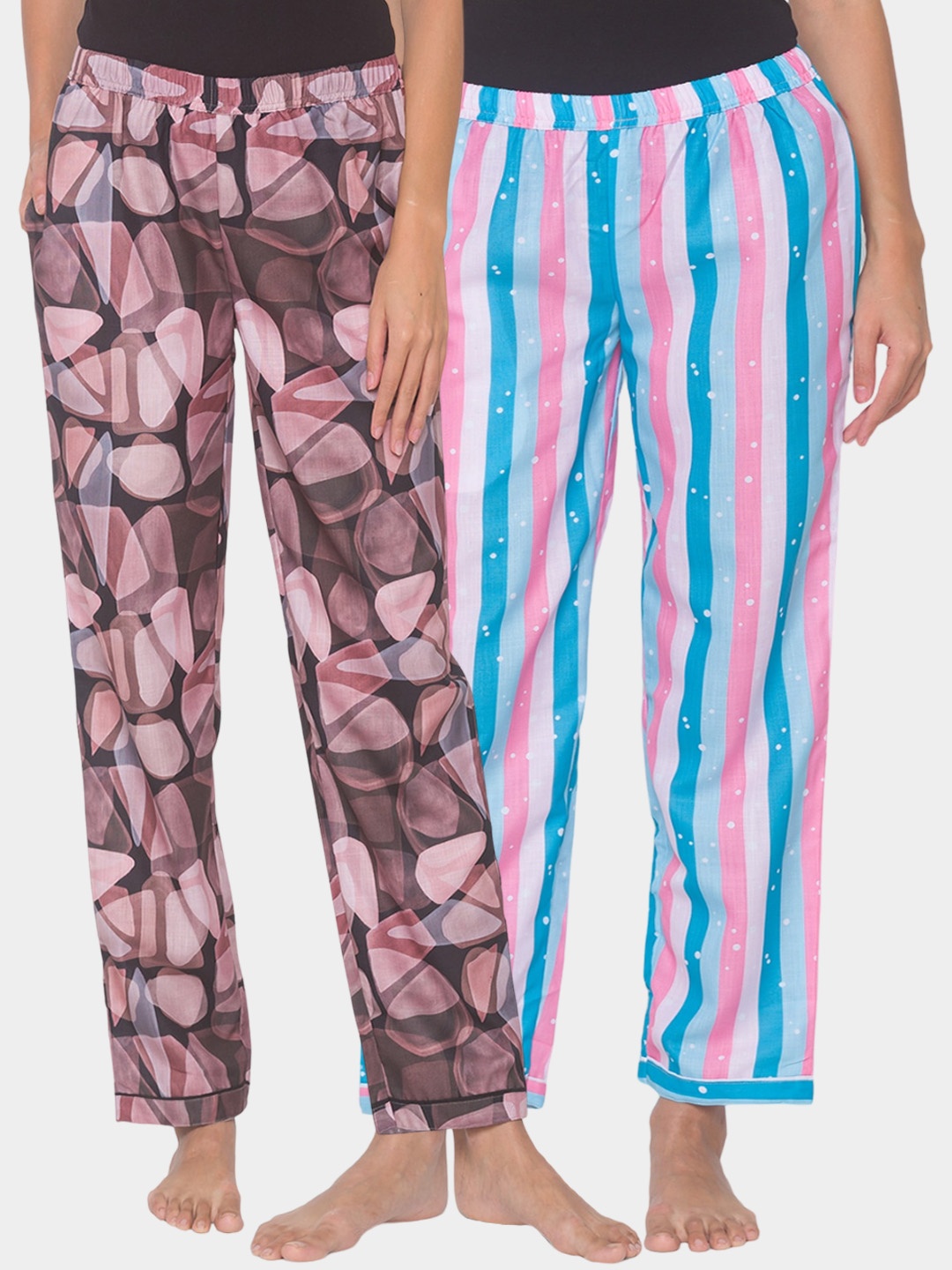 

FashionRack Women Pack of 2 Printed Cotton Lounge Pants, Black