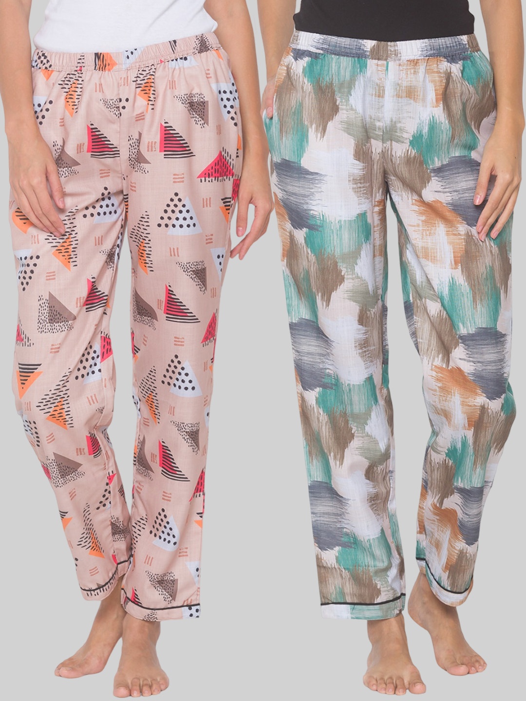 

FashionRack Women Set Of 2 Printed Lounge Pants, Beige