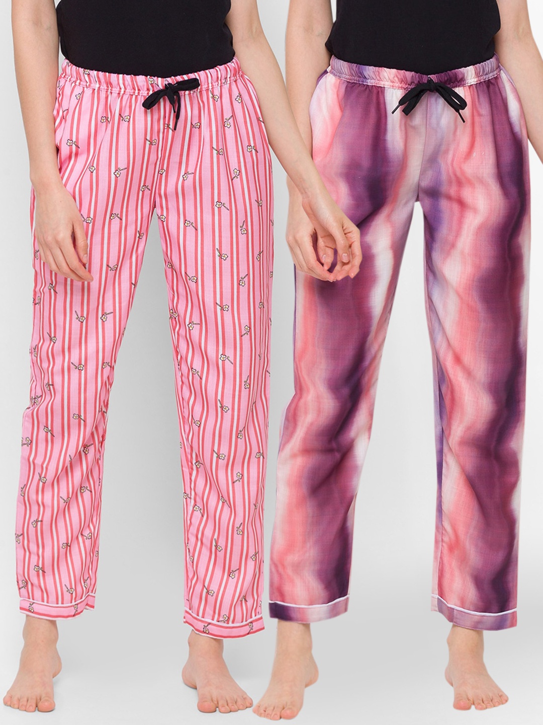 

FashionRack Women Pack of 2 Printed Cotton Lounge Pants, Purple