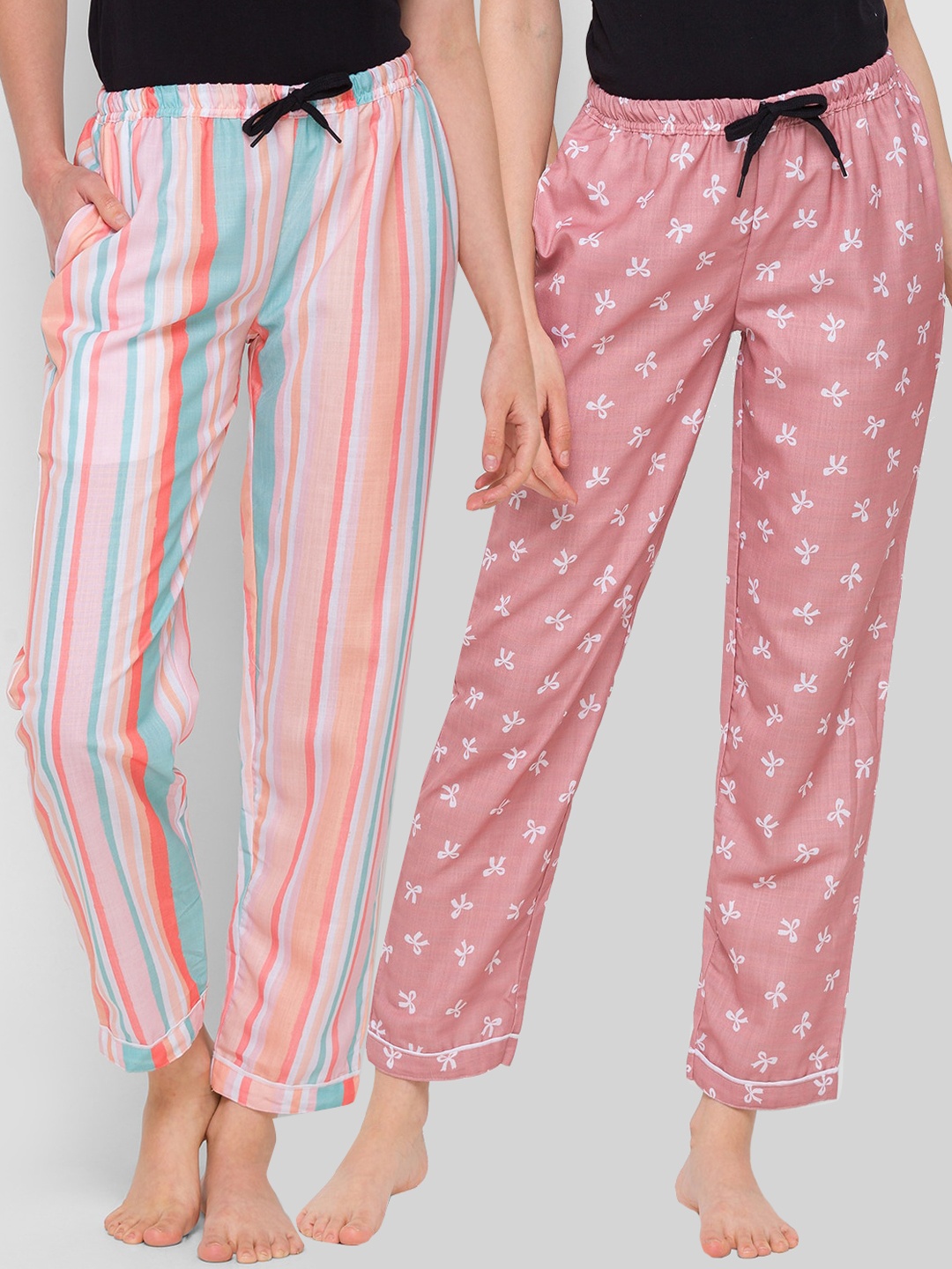 

FashionRack Women Pack of 2 Printed Cotton Lounge Pants, Multi