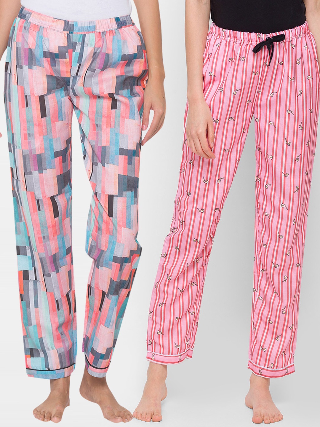 

FashionRack Women Pack of 2 Printed Cotton Lounge Pants, Pink