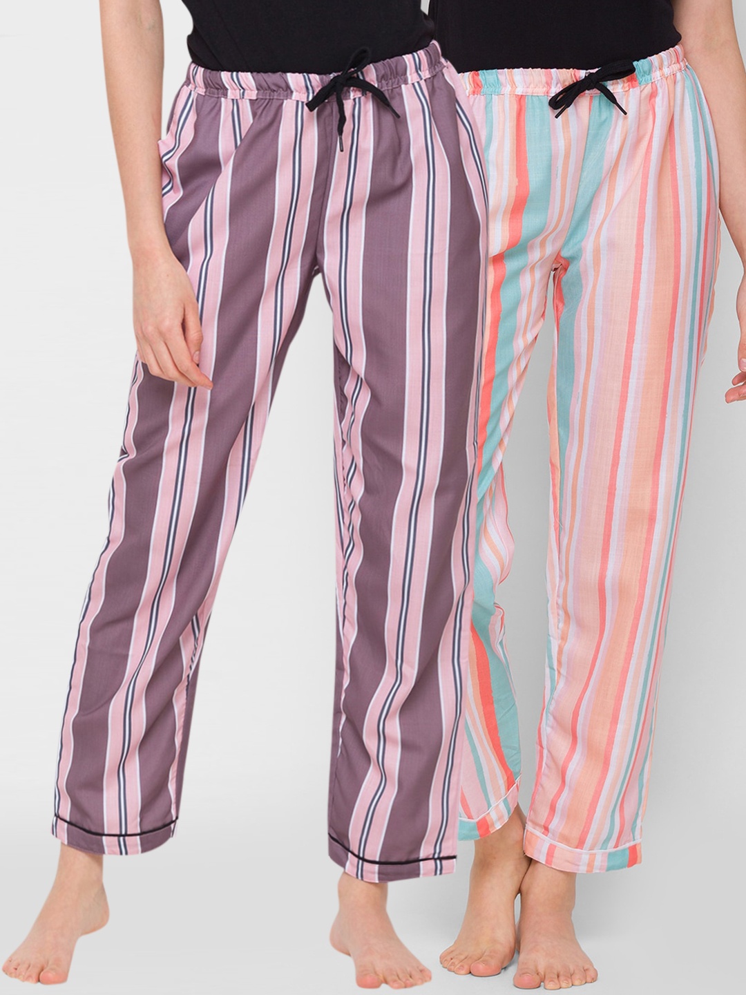 

FashionRack Women Pack of 2 Printed Cotton Lounge Pants, Pink