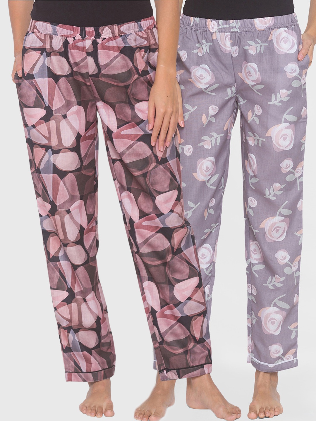 

FashionRack Women Pack of 2 Printed Cotton Lounge Pants, Brown