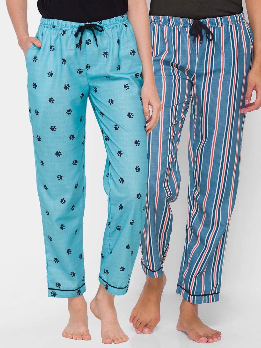 

FashionRack Women Pack of 2 Printed Cotton Lounge Pants, Blue