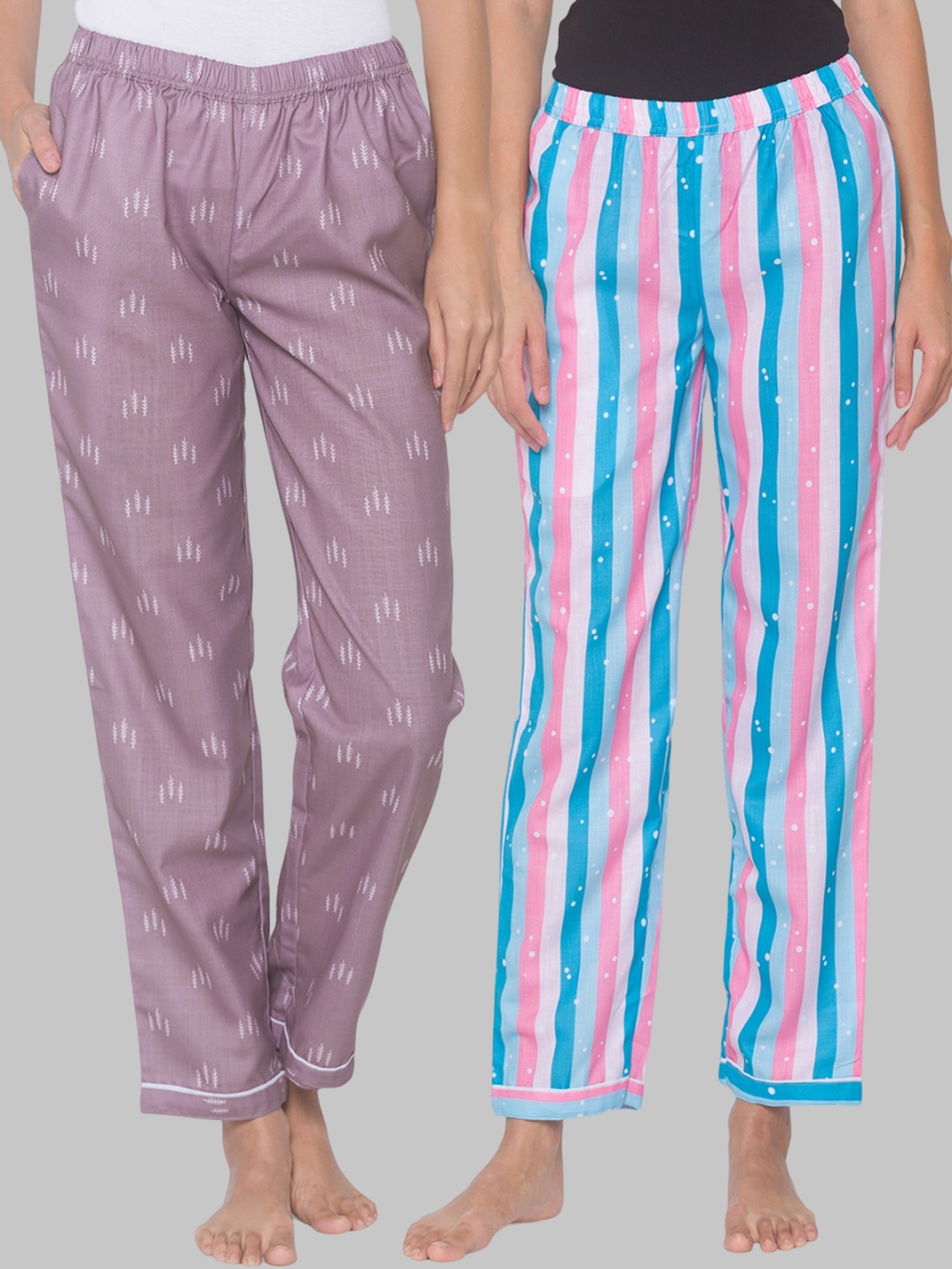 

FashionRack Women Pack of 2 Printed Cotton Lounge Pants, Purple