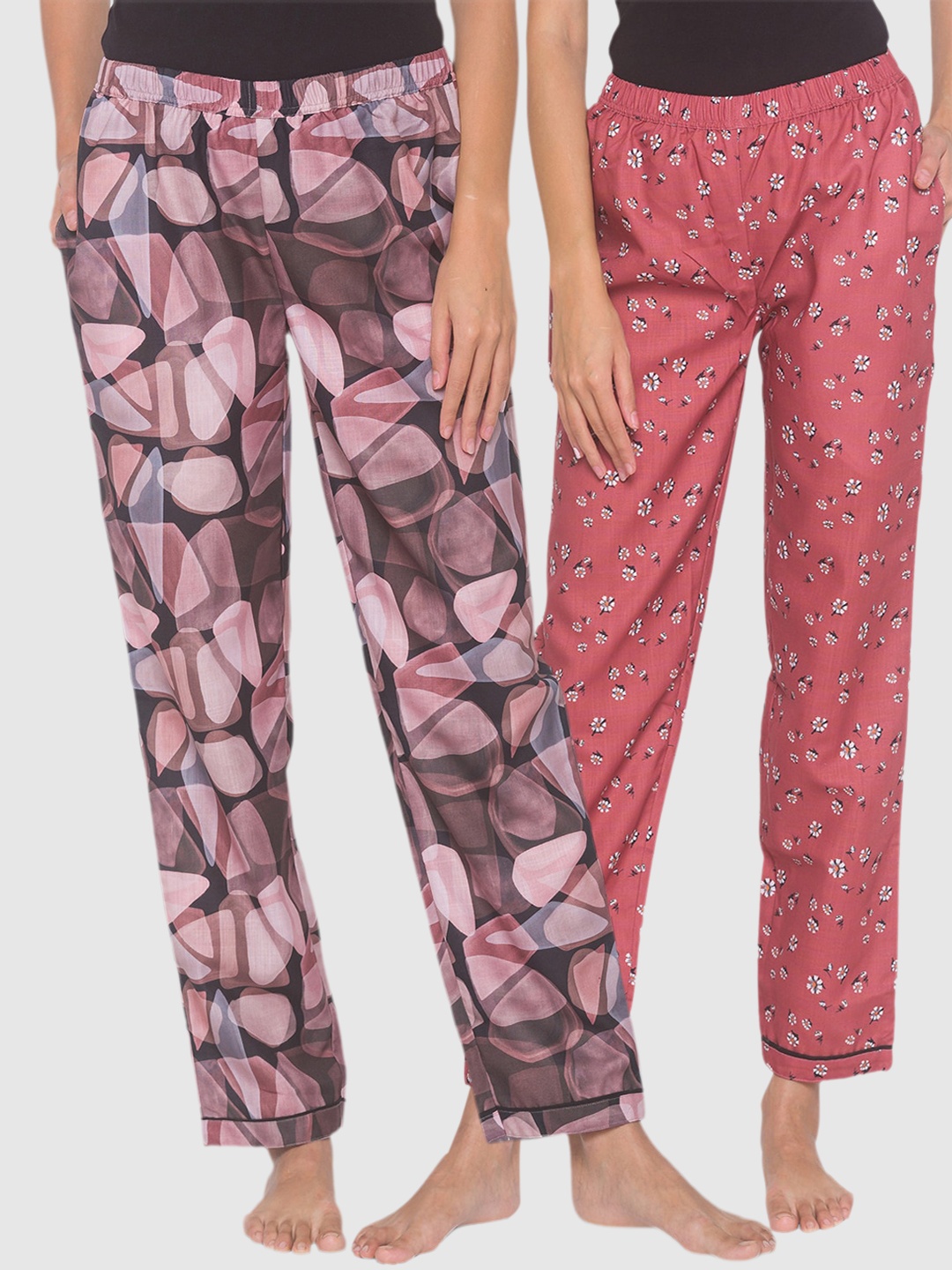 

FashionRack Women Pack of 2 Printed Cotton Lounge Pants, Brown