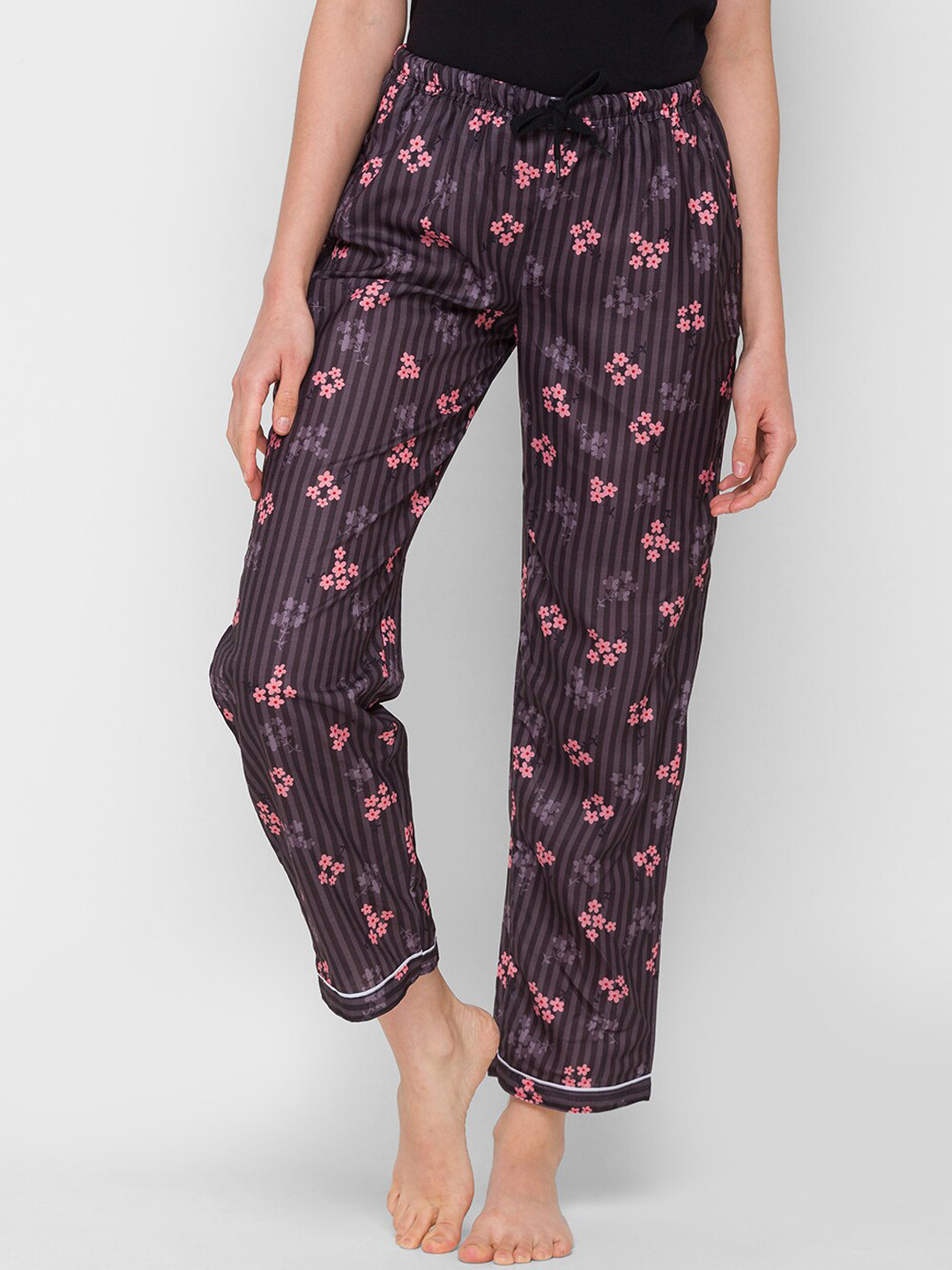 

FashionRack Women Printed Mid-Rise Cotton Lounge Pant, Brown