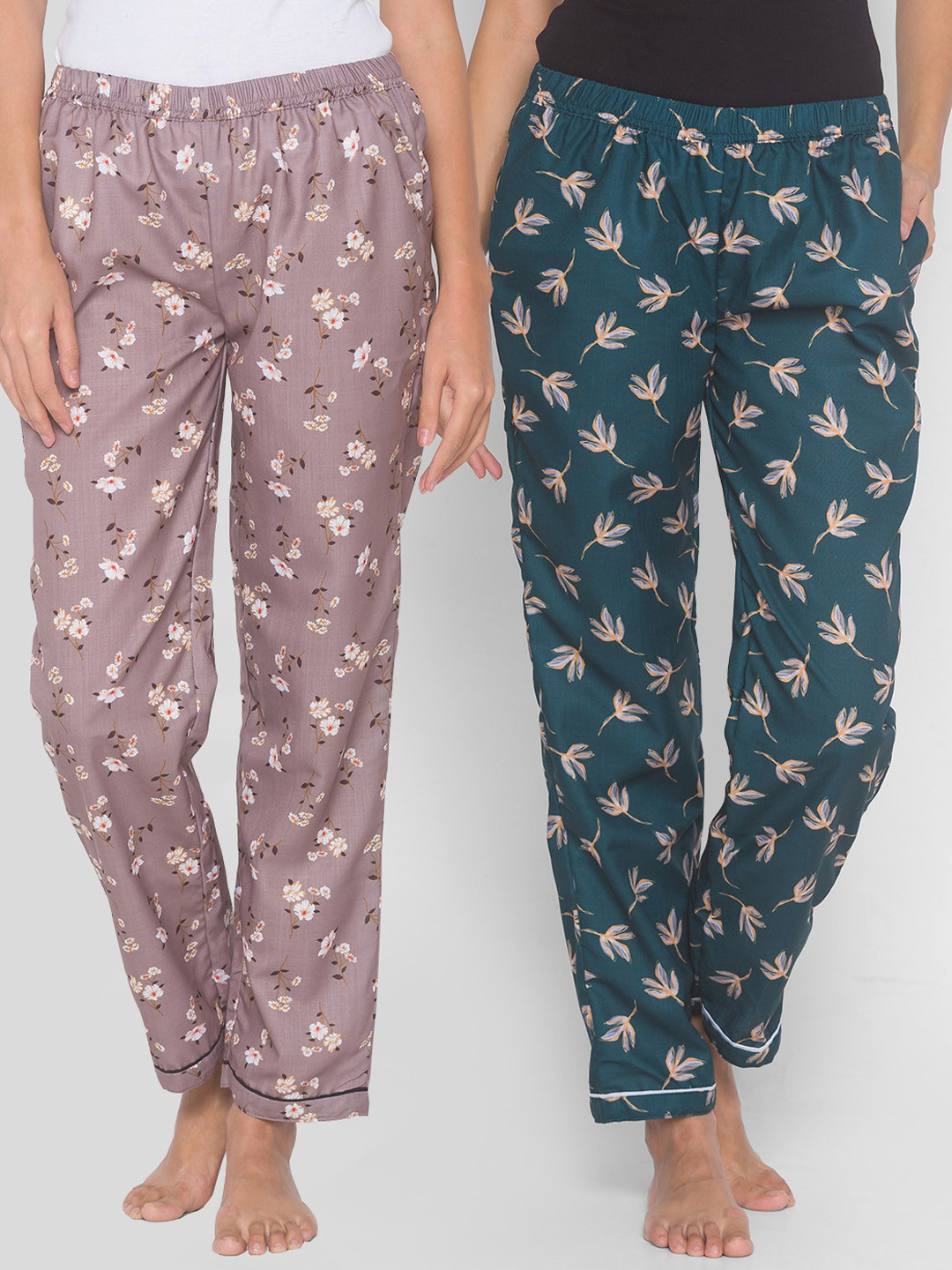 

FashionRack Women Pack of 2 Printed Cotton Lounge Pants, Brown