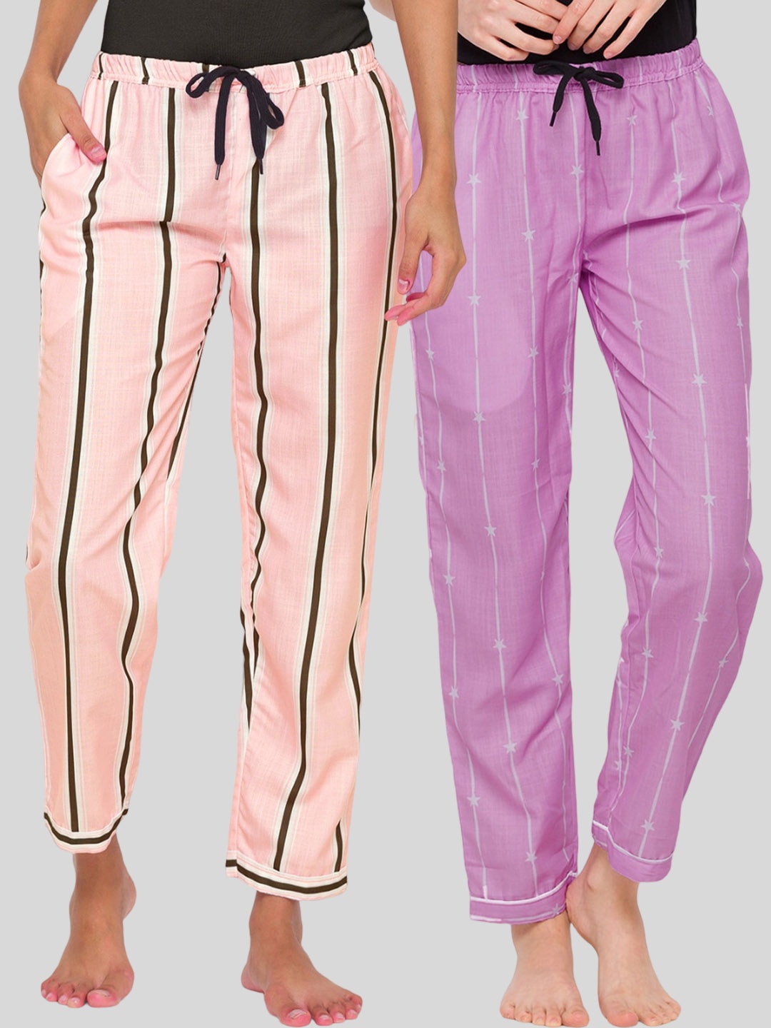 

FashionRack Women Pack of 2 Printed Cotton Lounge Pants, Purple