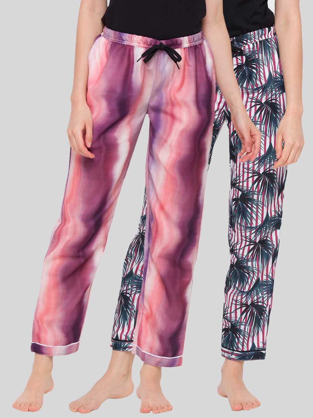 

FashionRack Women Pack of 2 Printed Mid-Rise Cotton Lounge Pants, Red