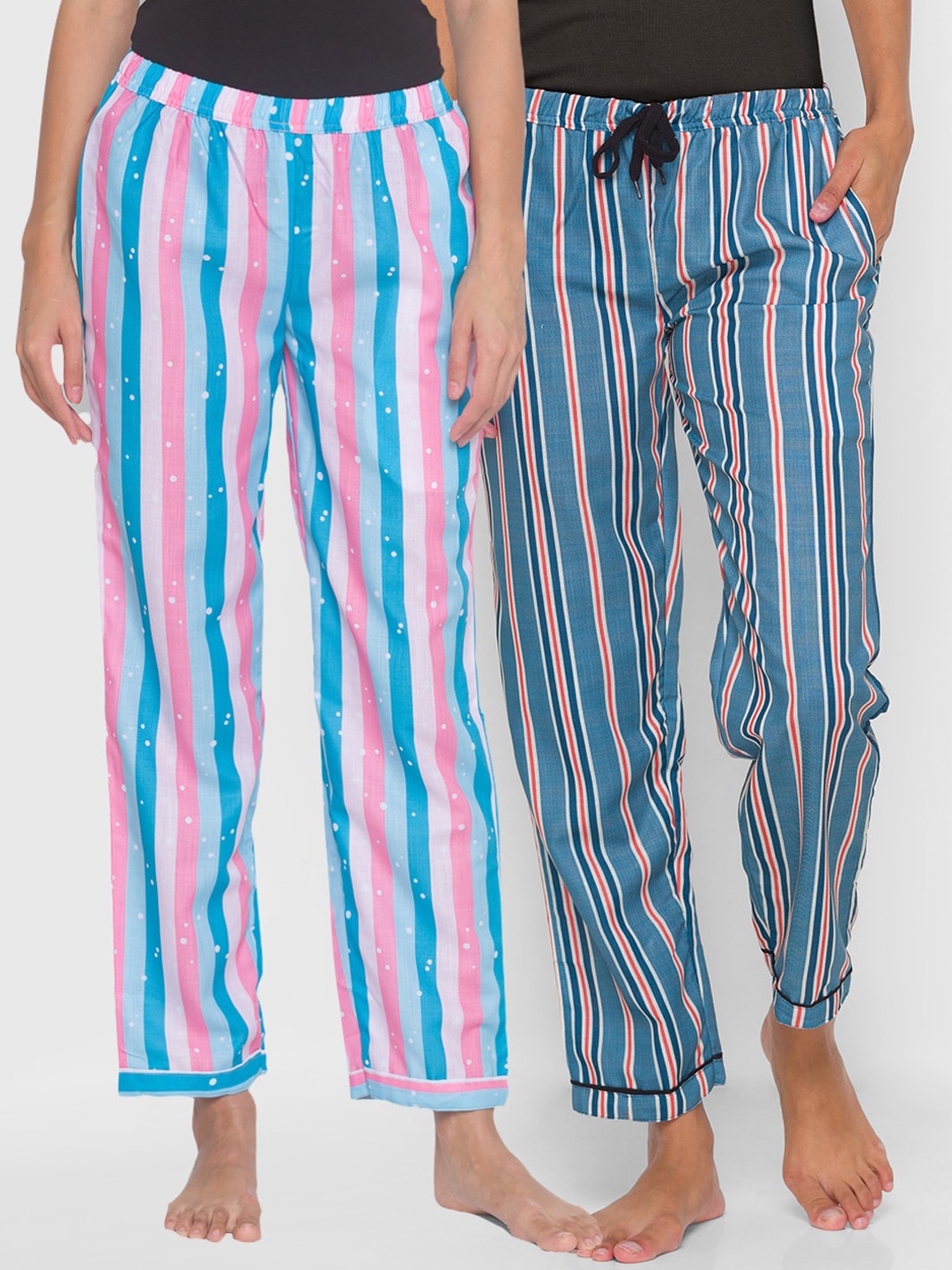 

FashionRack Women Pack Of 2 Printed Cotton Lounge Pants, Pink