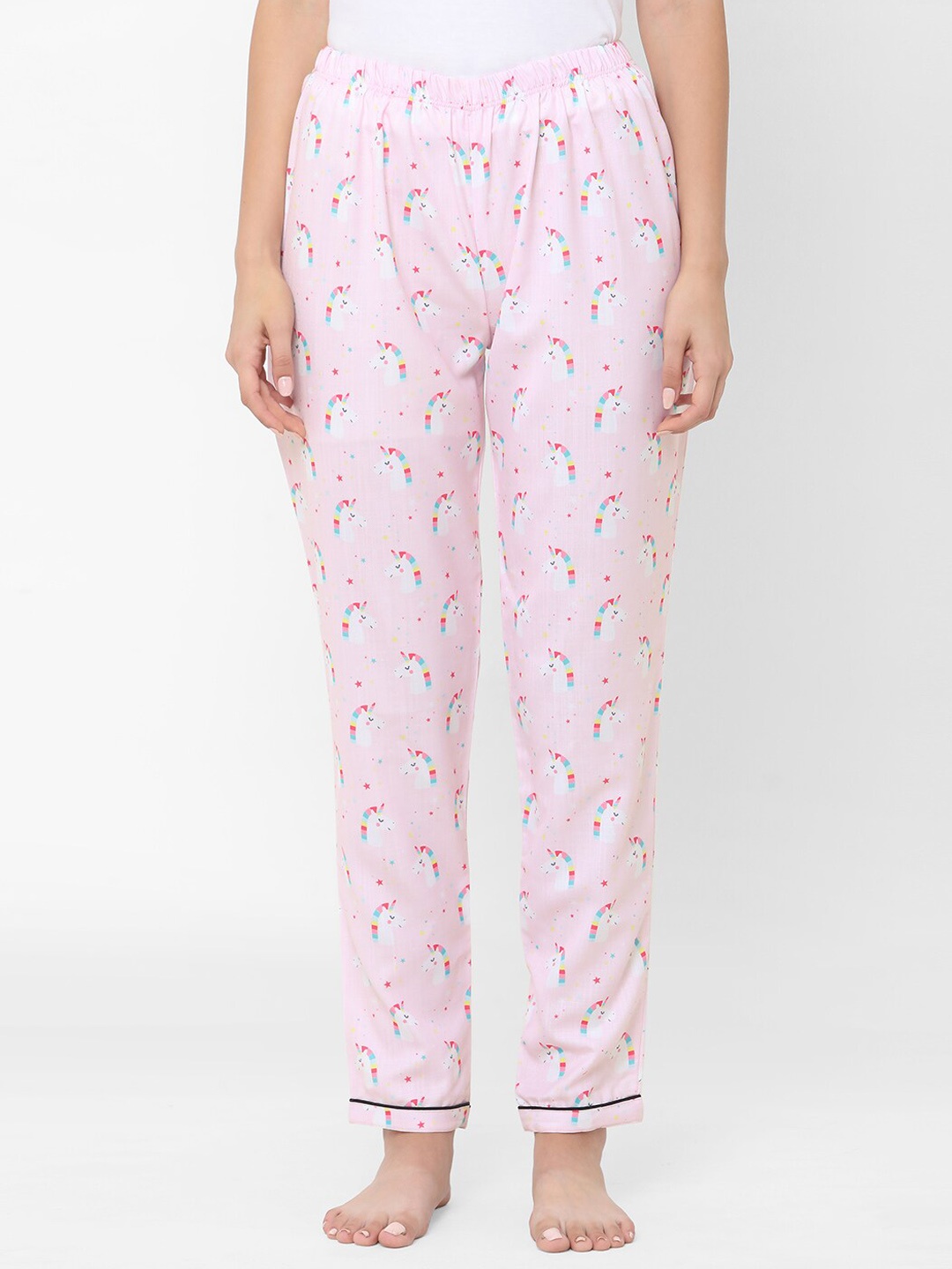 

FashionRack Women Printed Mid-Rise Cotton Lounge Pant, Pink