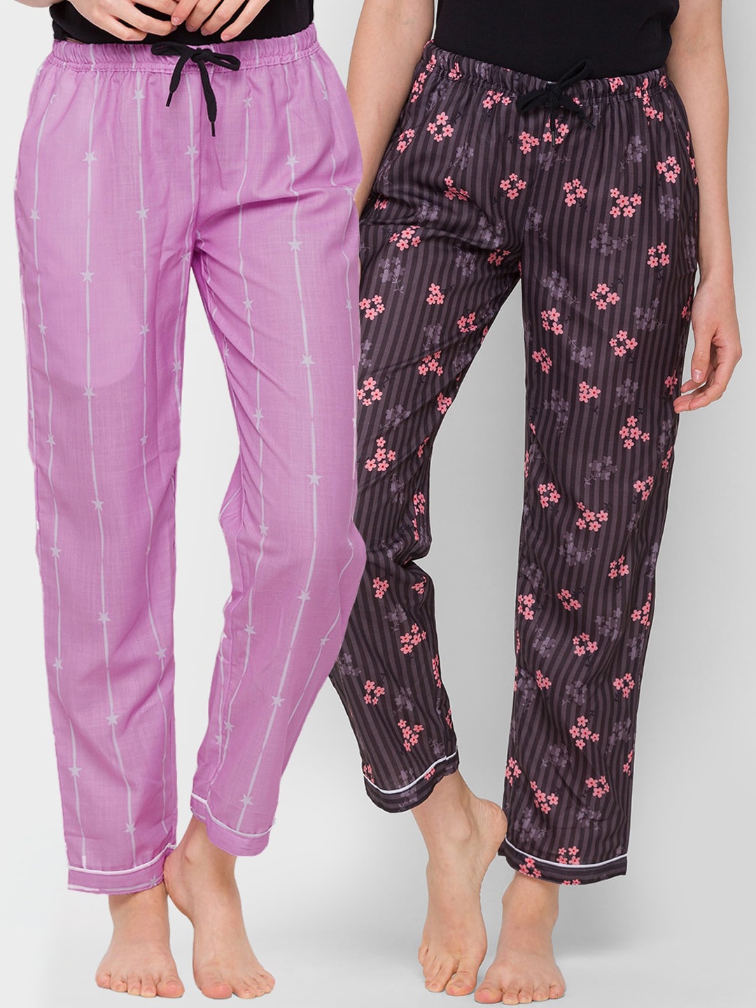 

FashionRack Women Pack of 2 Floral Printed Cotton Lounge Pants, Purple