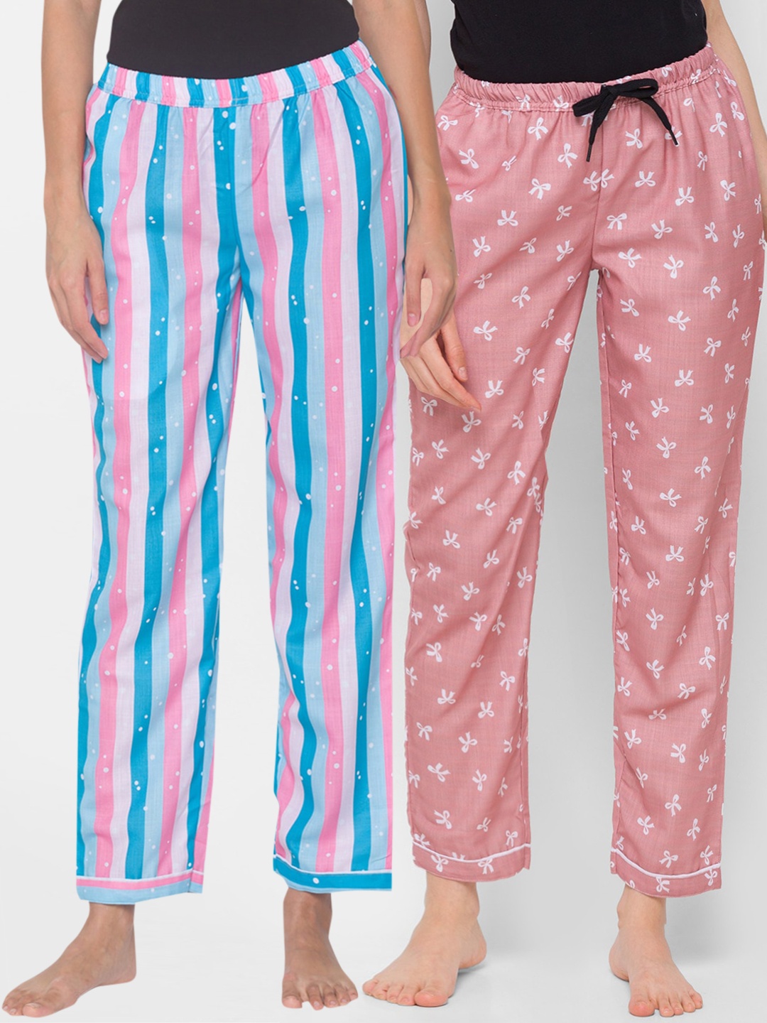 

FashionRack Women Pack of 2 Printed Cotton Lounge Pants, Pink