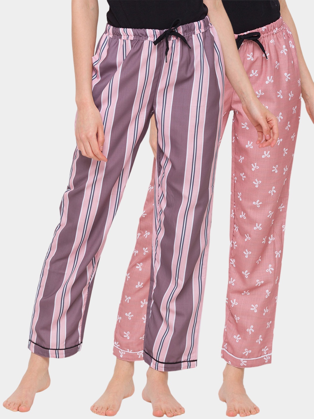 

FashionRack Women Pack Of 2 Printed Cotton Lounge Pants, Brown