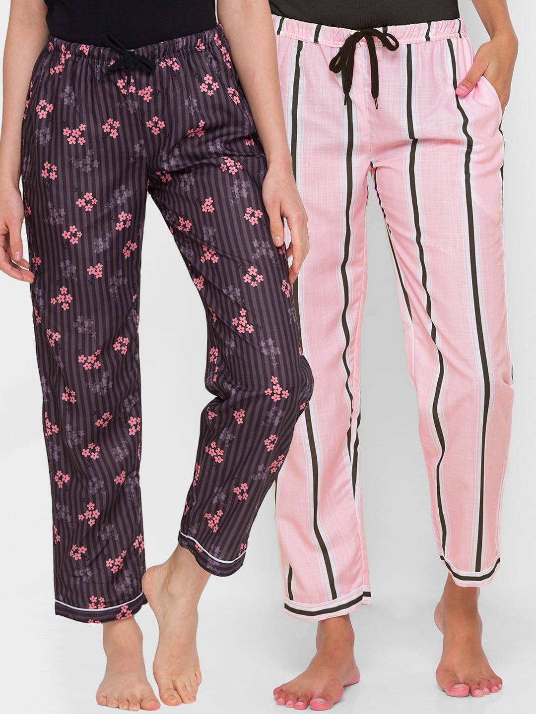 

FashionRack Women Pack of 2 Printed Cotton Lounge Pants, Brown