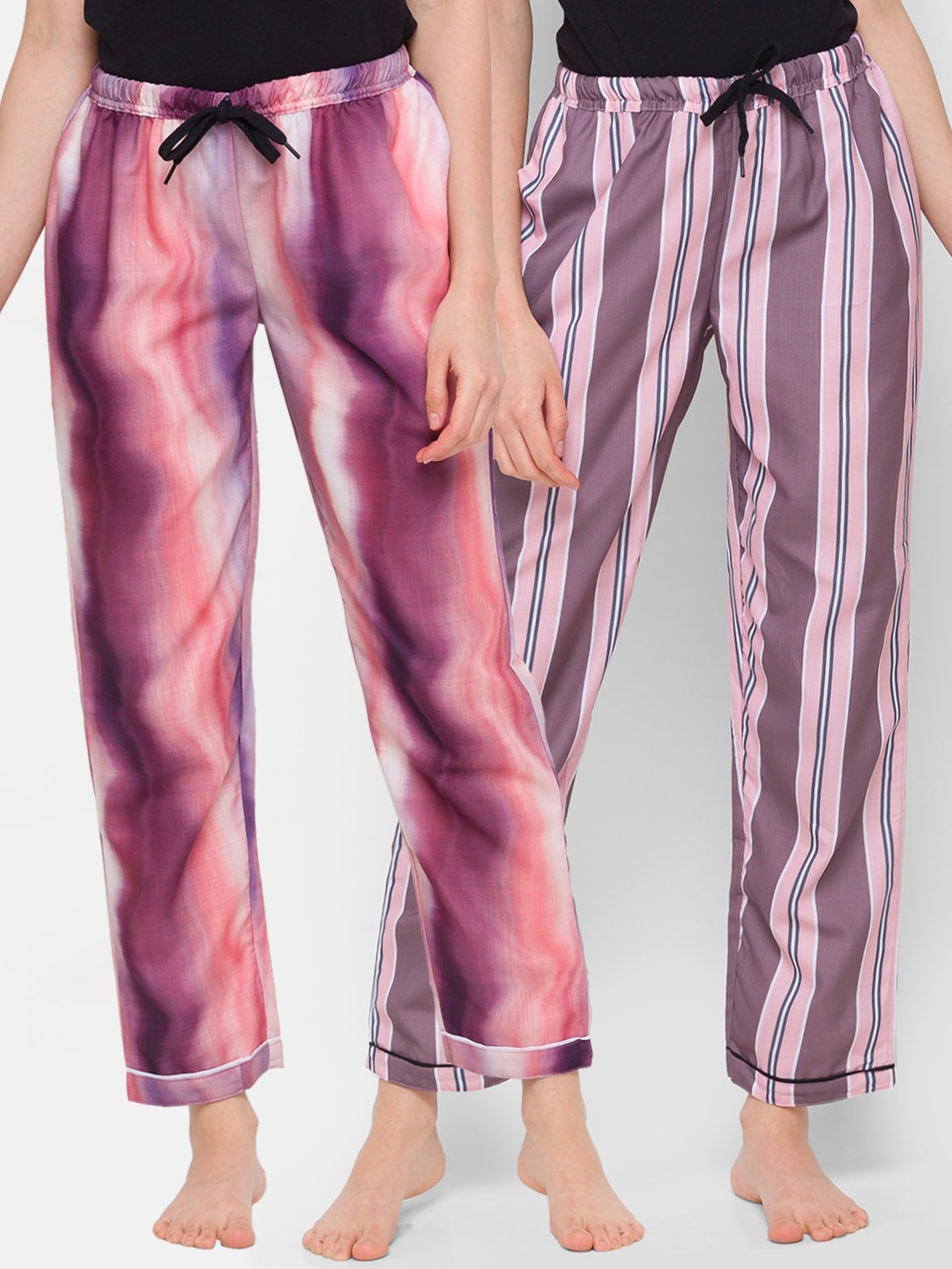 

FashionRack Women Pack of 2 Printed Cotton Lounge Pants, Purple