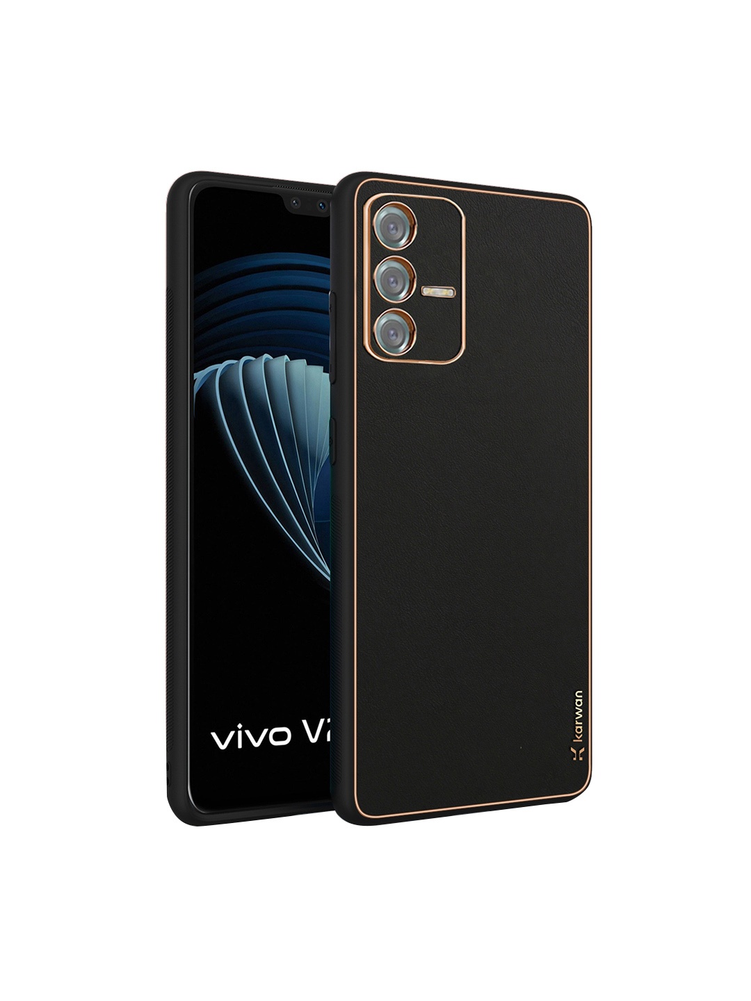 

Karwan Vivo V23 5G Leather Shock Proof Phone Back Cover, Black