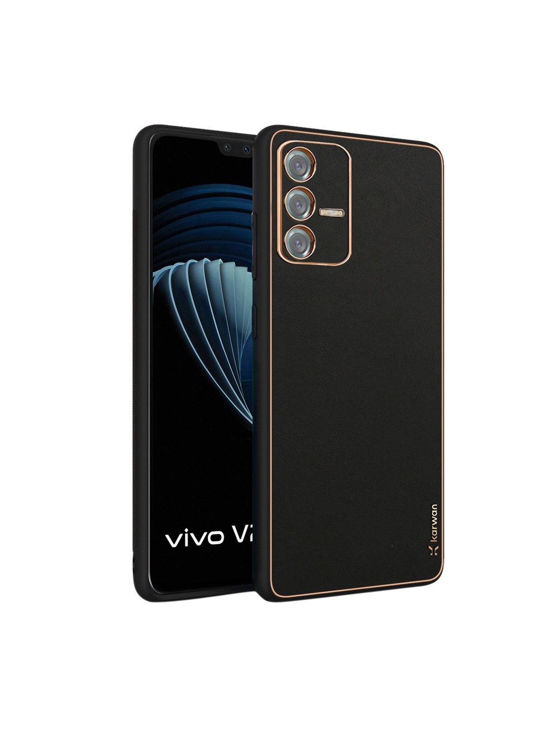 

Karwan Vivo V23 Pro 5G Leather Shock Proof Phone Back Cover, Black