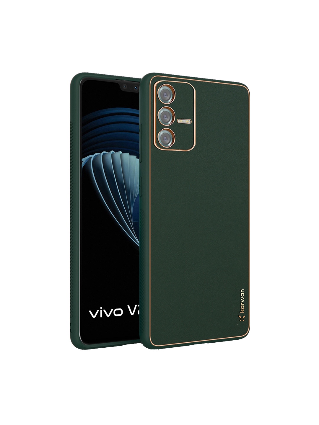 

Karwan Vivo V23 Pro 5G Leather Shock Proof Phone Back Cover, Green