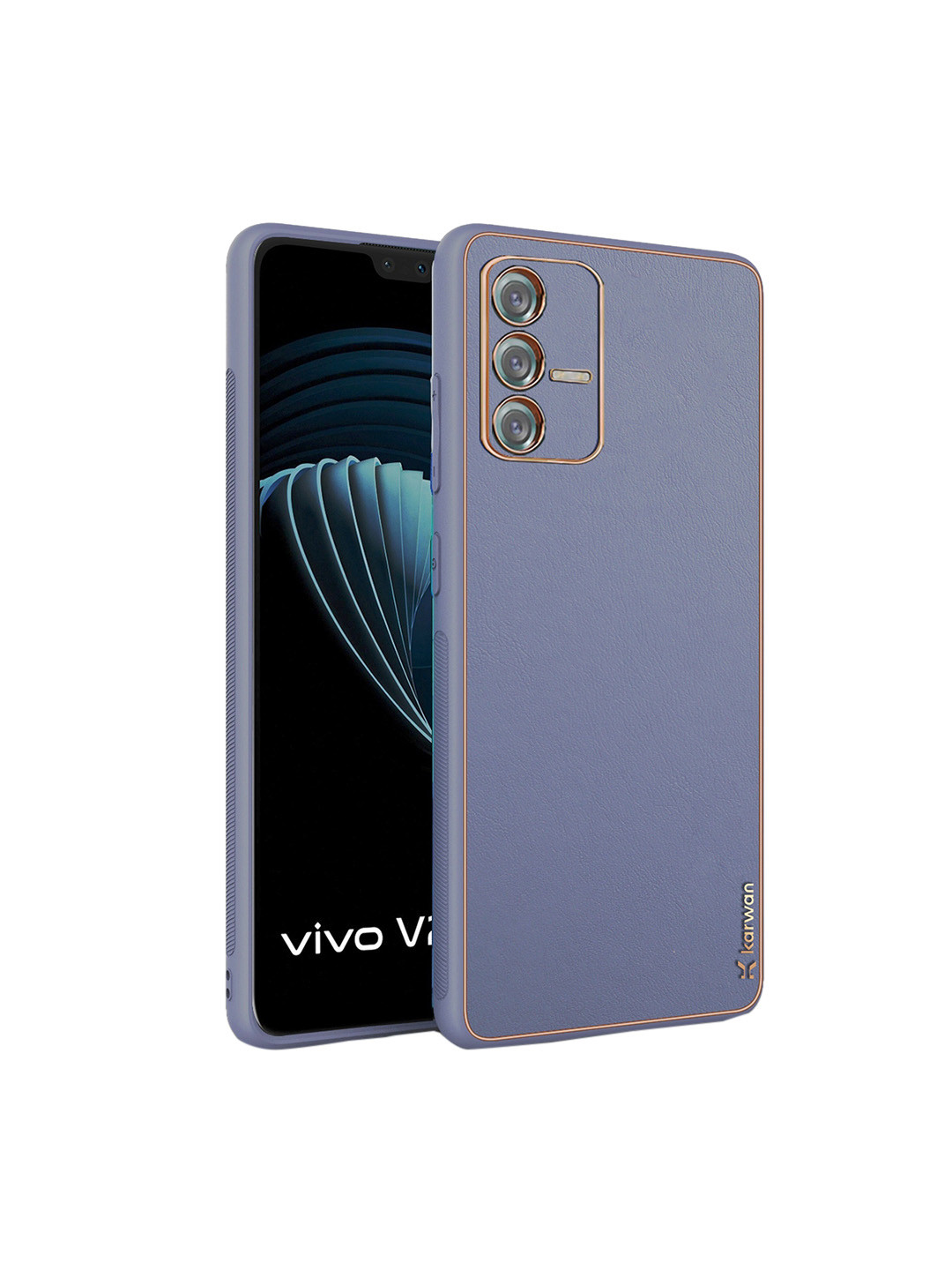

Karwan Vivo V23 5G Leather Shock Proof Phone Back Cover, Purple