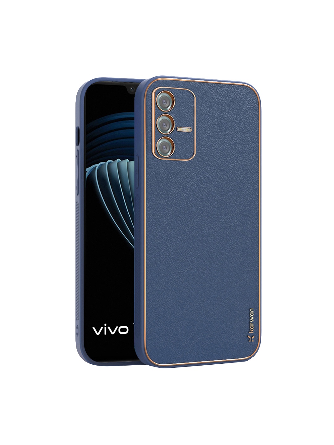 

Karwan Vivo V23 5G Leather Shock Proof Phone Back Case, Blue