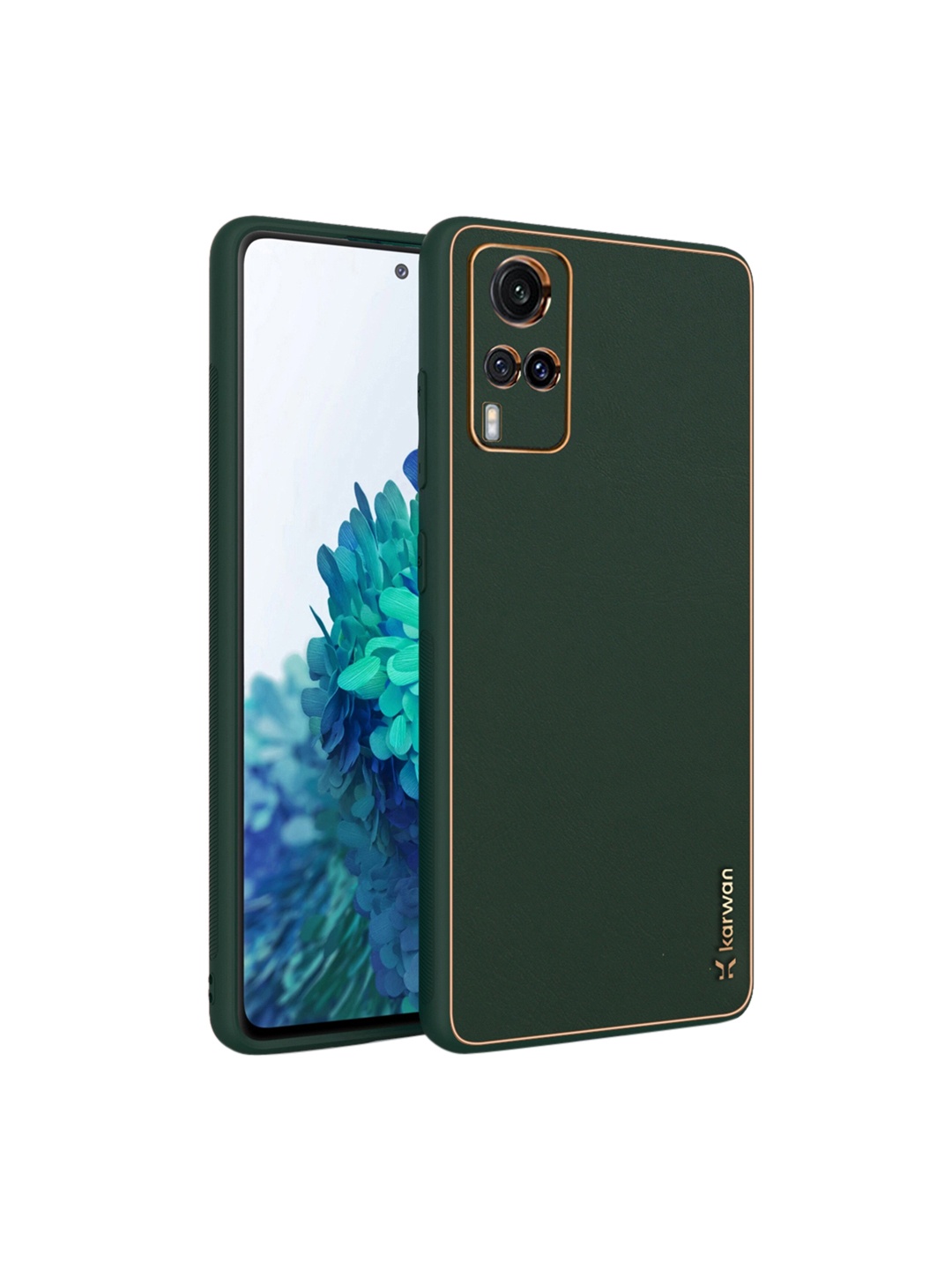 

Karwan Vivo X60 Leather Shock Proof Phone Back Cover, Green