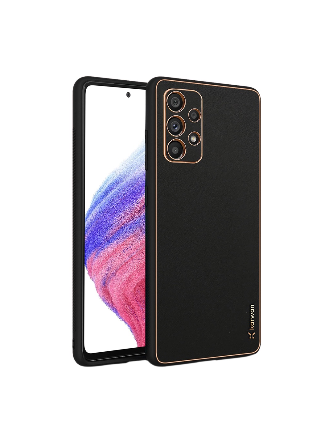 

Karwan Samsung Galaxy A53 Leather Shock Proof Phone Back Case, Black