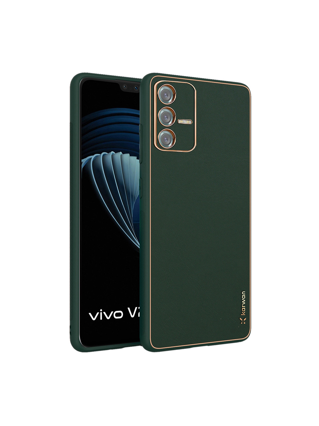 

Karwan Shock-Proof & Camera Protection Leather Vivo V23 5G Phone Back Case, Green